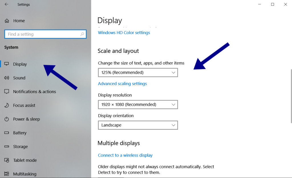 Reset Display Settings Windows 10, Reset Dis­play Set­tings to Default