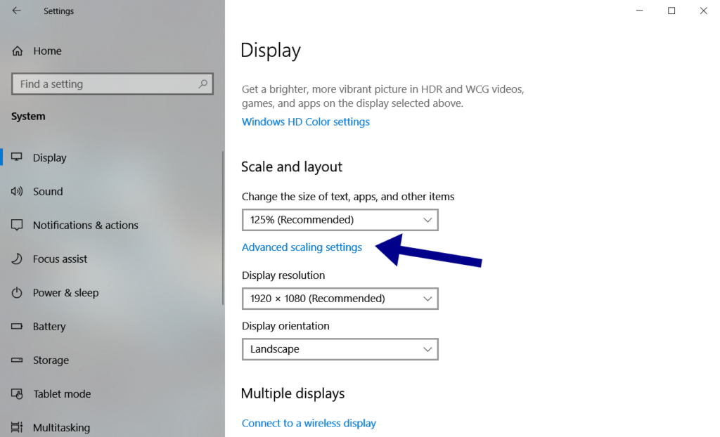 Reset Display Settings Windows 10, Reset Dis­play Set­tings to Default, revert to default display settings