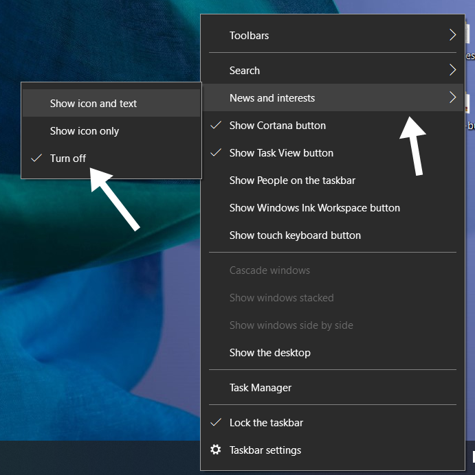 Disable News and Interests Widget, Disable News and Interests Widget on Windows 10 taskbar